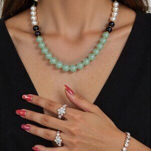 Ocean waves. Chunky seafoam green/Pearl Statement choker. Soft and subtle color